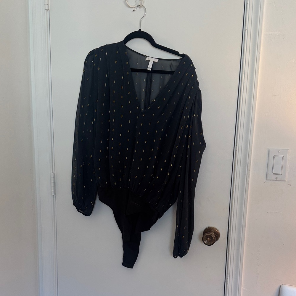Leith Black Bodysuit with Gold Dots